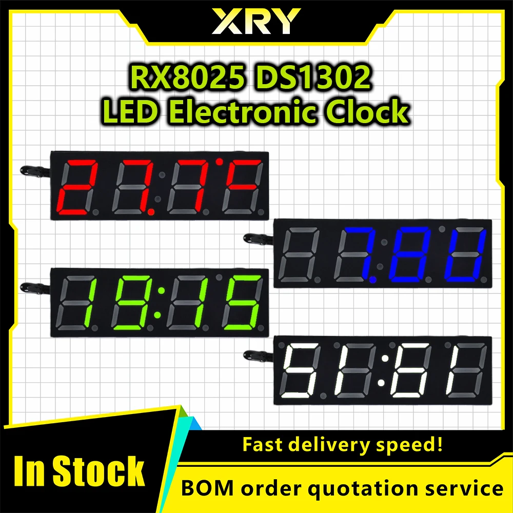 XRY 1/3PCS 3 In 1 LED RX8025T Digital Clock Temperature Voltage Module DIY Thermometer/Voltmeter/Time DC 5-30V For Arduino