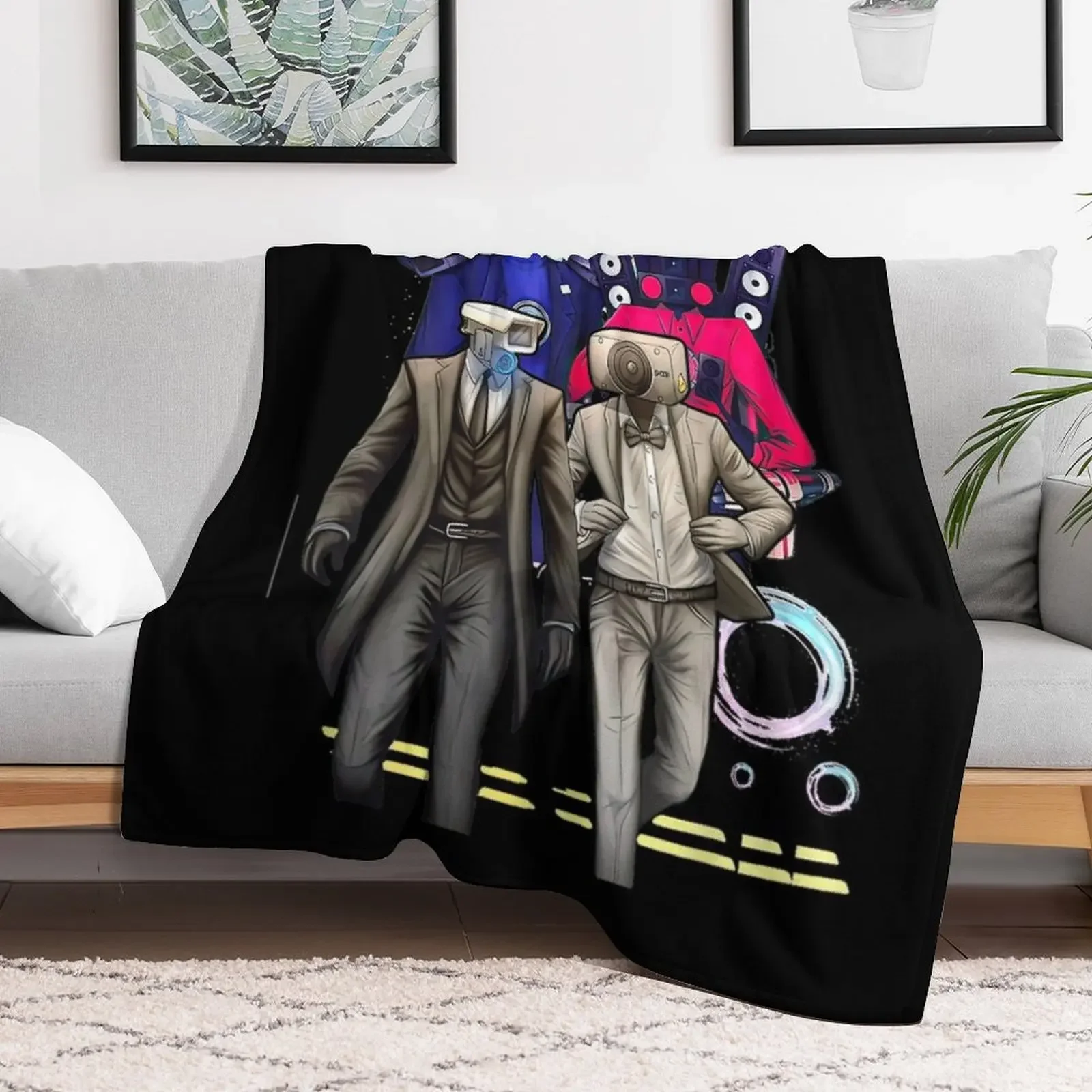 Caméraman and Speákerman Funny Throw Blanket Portable Lightweight Blanket for Travel Camping