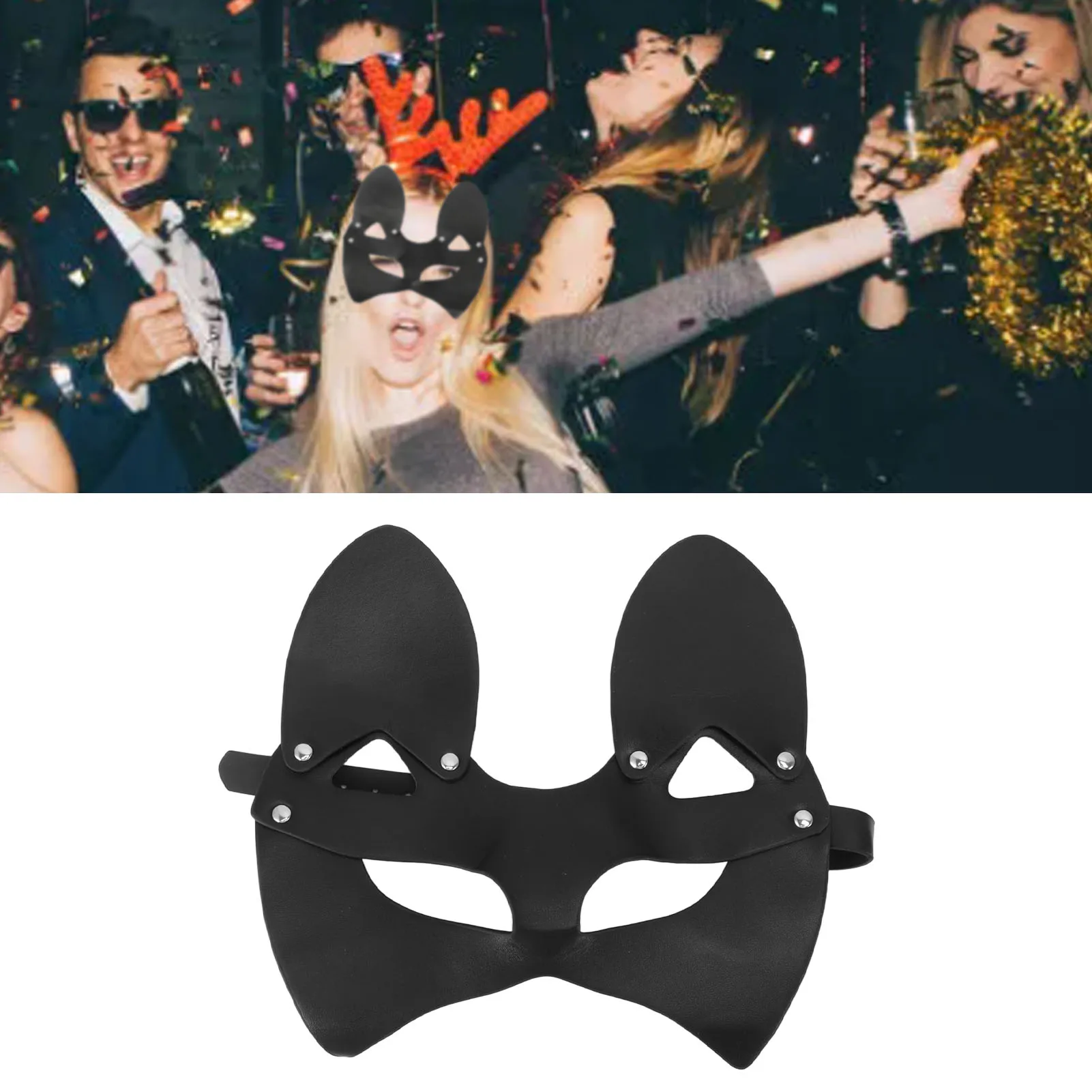 Sexy Women PU Leather Cat Ear Halloween Mask Masquerade Party Cosplay Masks Halloween Party Props