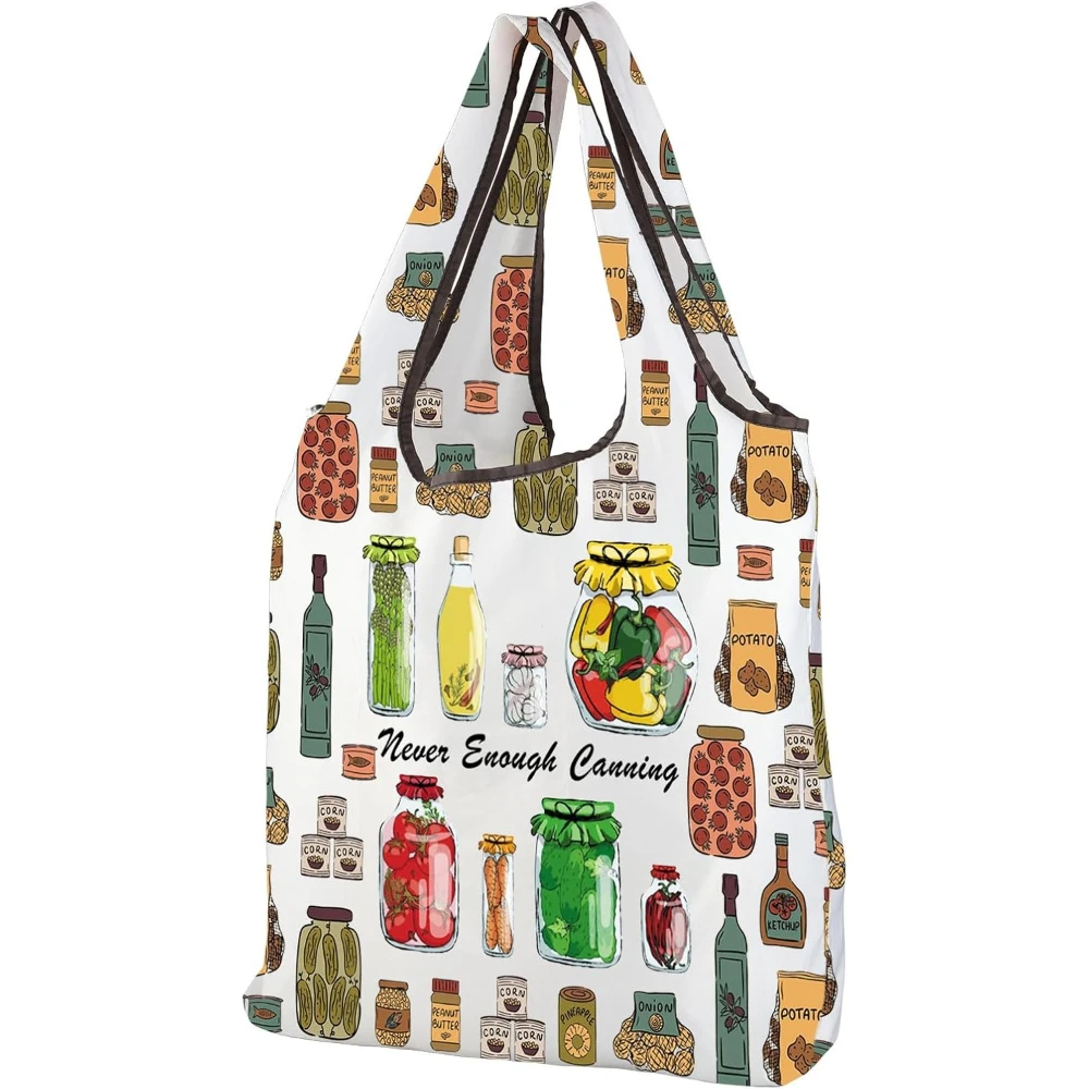 Tote Bag Season Canning Jar Gifts Never Enough Canning Shopping Bag Foldable Farmer Market Grocery Eco Handbag
