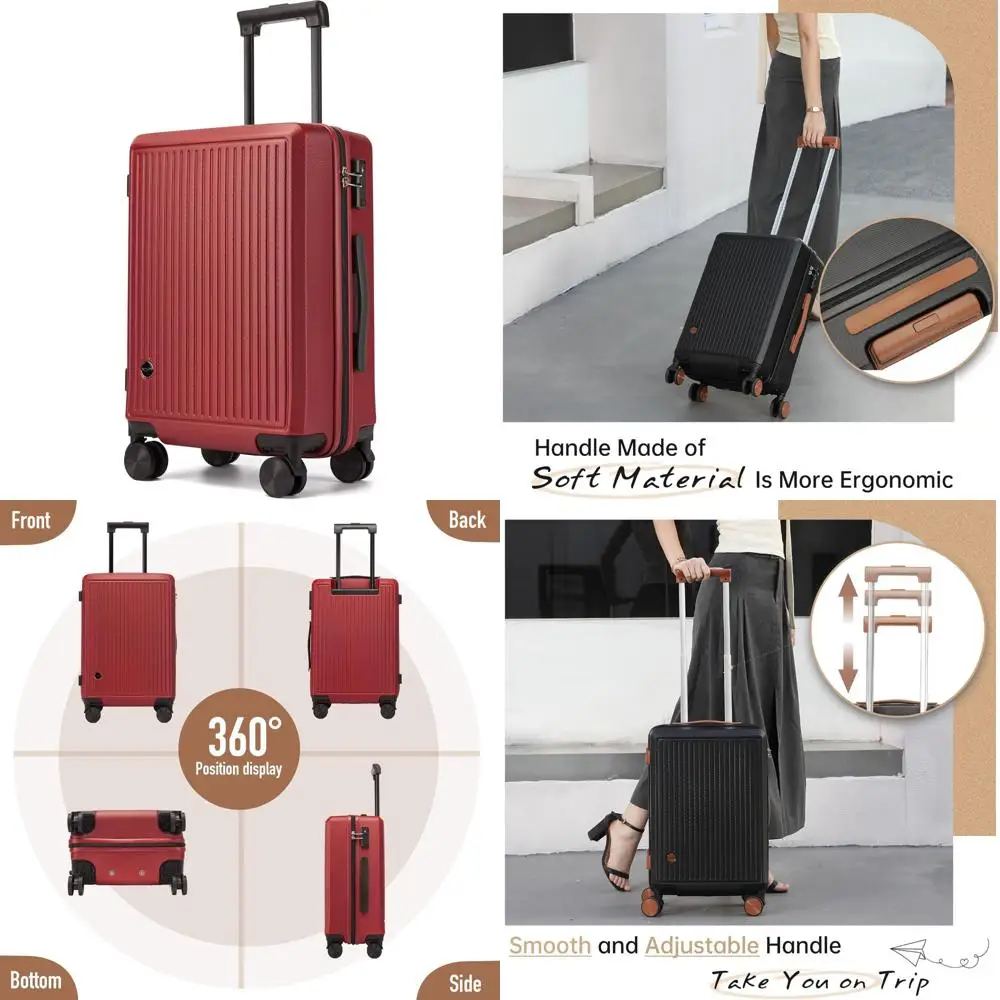 

Ручная кладь с вращающимся колесом, одобренная авиакомпанией 22x14x9 дюймов, компактный чемодан с твердой поверхностью и замком TSA, твердый корпус, Travel Essen