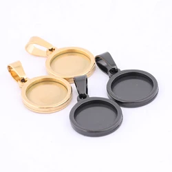 10pcs Gold Plated Black 12mm Round Cabochon Base Settings Diy Bezel Pendant Trays For Necklace Jewelry Making Supplies