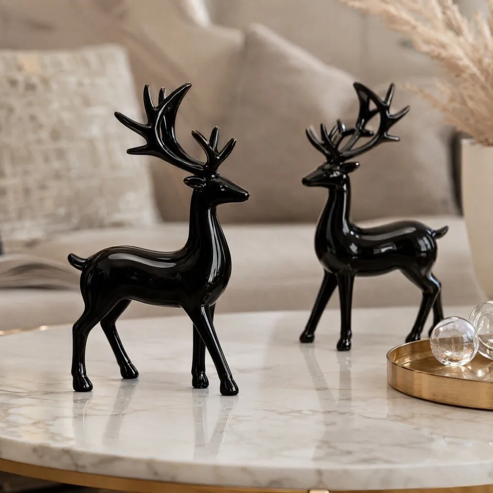 Creative Deer Desktop Ornament Sitting/Standing Position Cute Reindeer Sculpture Durable Exquisite Elk Figurine TV Cabinet