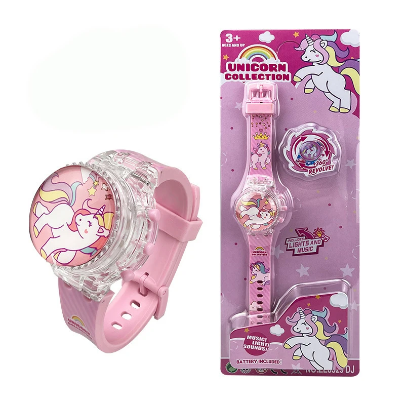 ساعات جيروسكوبية مبتكرة على شكل وحيد القرن للأطفال للفتيات والطلاب، ساعة مضيئة، شاشة إلكترونية خفيفة ملونة، هدايا العيد