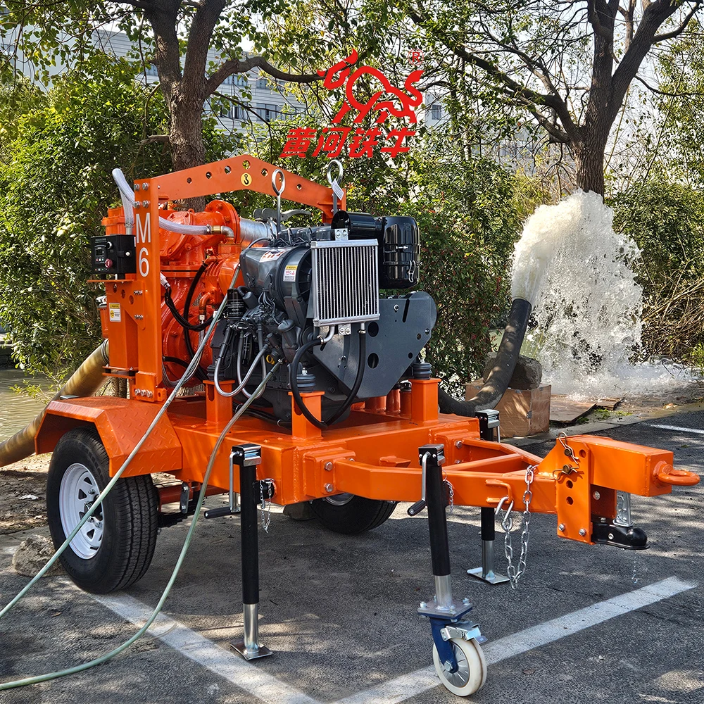 6 Inch Hot Sale Trailer-Mounted Municipal High-Pressure Pump Water Supply & Drainage Self-Priming   Engine Vacuum Pump