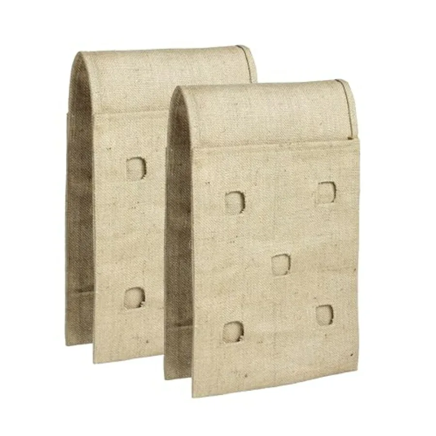 

Outdoor burlap saddle bag planter in natural beige: reusable vertical flower bag for strawberries, vegetables, herbsdurable, br