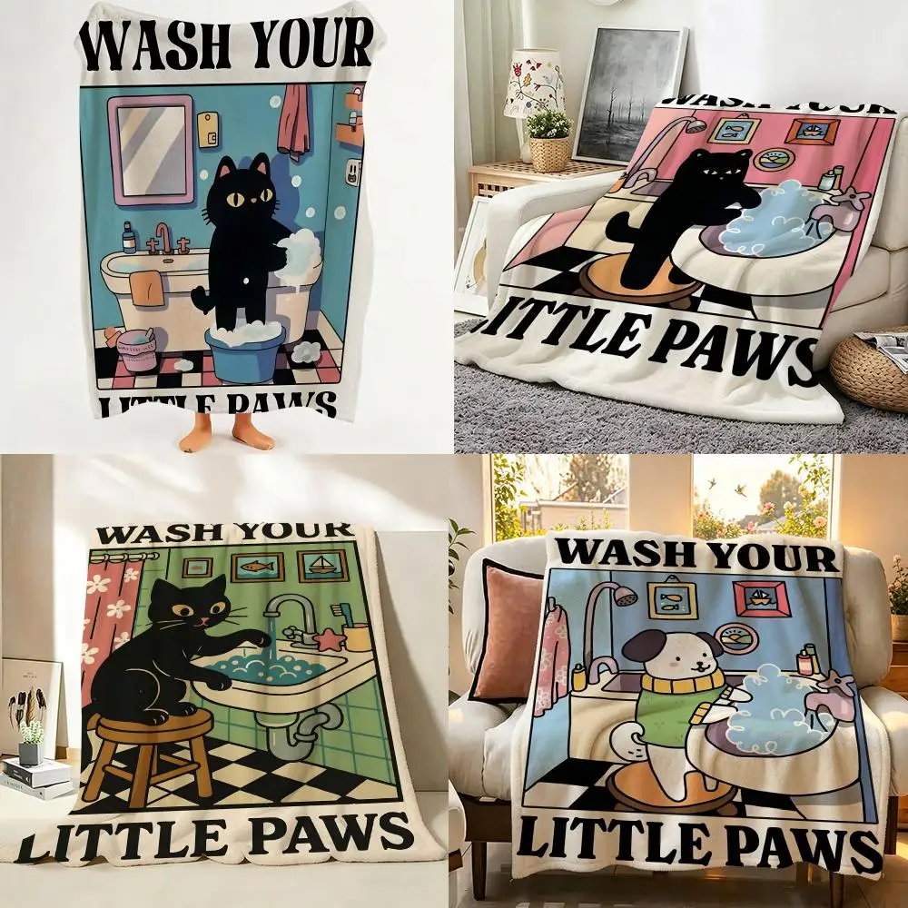 Daily W-Wash Y-Your P-Paws Throw Flannel Throw Blanket Suitable for Sofa、Living Room、Bedroom