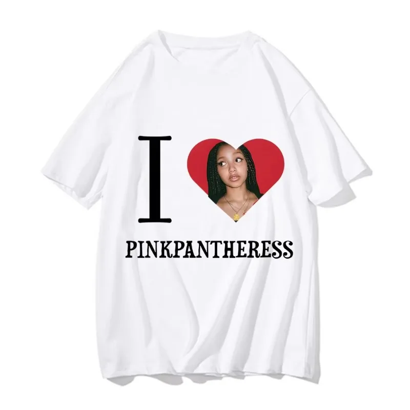 Fashion I LOVE PINKPANTHERESS Painting T-shirt  Woman Clothes Harajuku Loose T Shirts  Short Sleeve Casual T-shirts