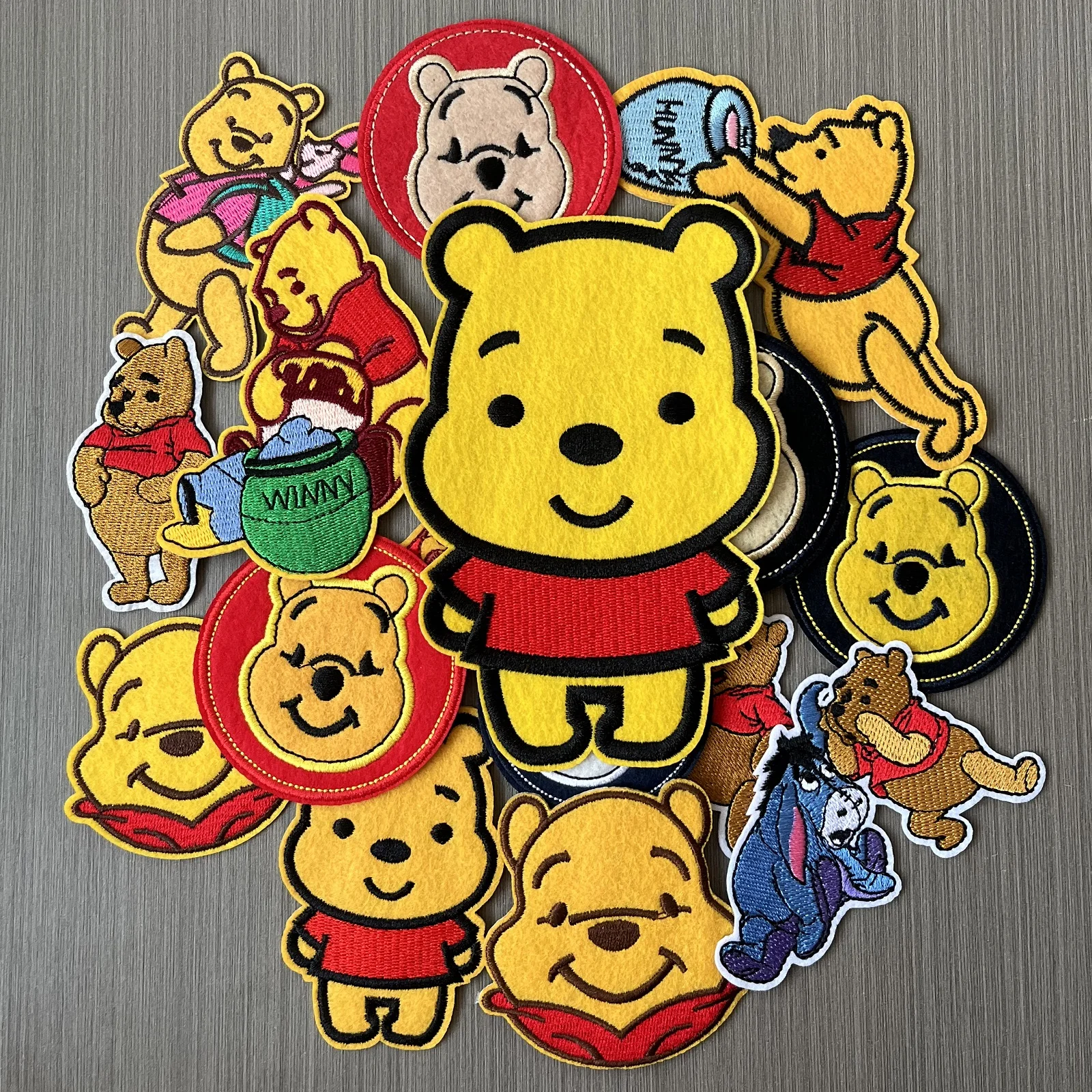 Wholesale 16Pcs Cartoon Cute Bear Winnie the Pooh Patch For DIY Sew on Child Clothe Ironing Patches Jeans Embroidered Applique