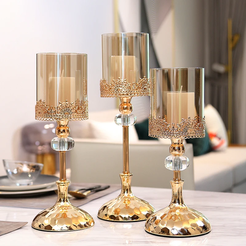 

Crystal Candle Holder Luxury Wedding Party Festival Christmas Romantic Dinning Table Centerpiece Candlestick Home Decoration