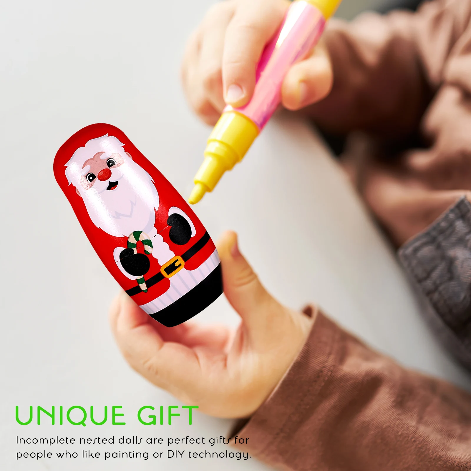 10-teiliges unlackiertes russisches Bastelset aus Holz für Kinder, DIY-Malerei, Spielzeug, Weihnachtsdekoration, Holzformen