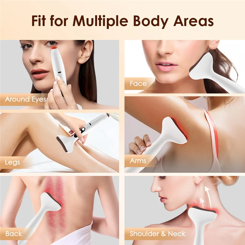 ABGP-Massaggiatore facciale elettrico Gua Sha Strumento per scosse di calore a 9 livelli e pietra Bian per alleviare il gonfiore (viso/collo/occhi)