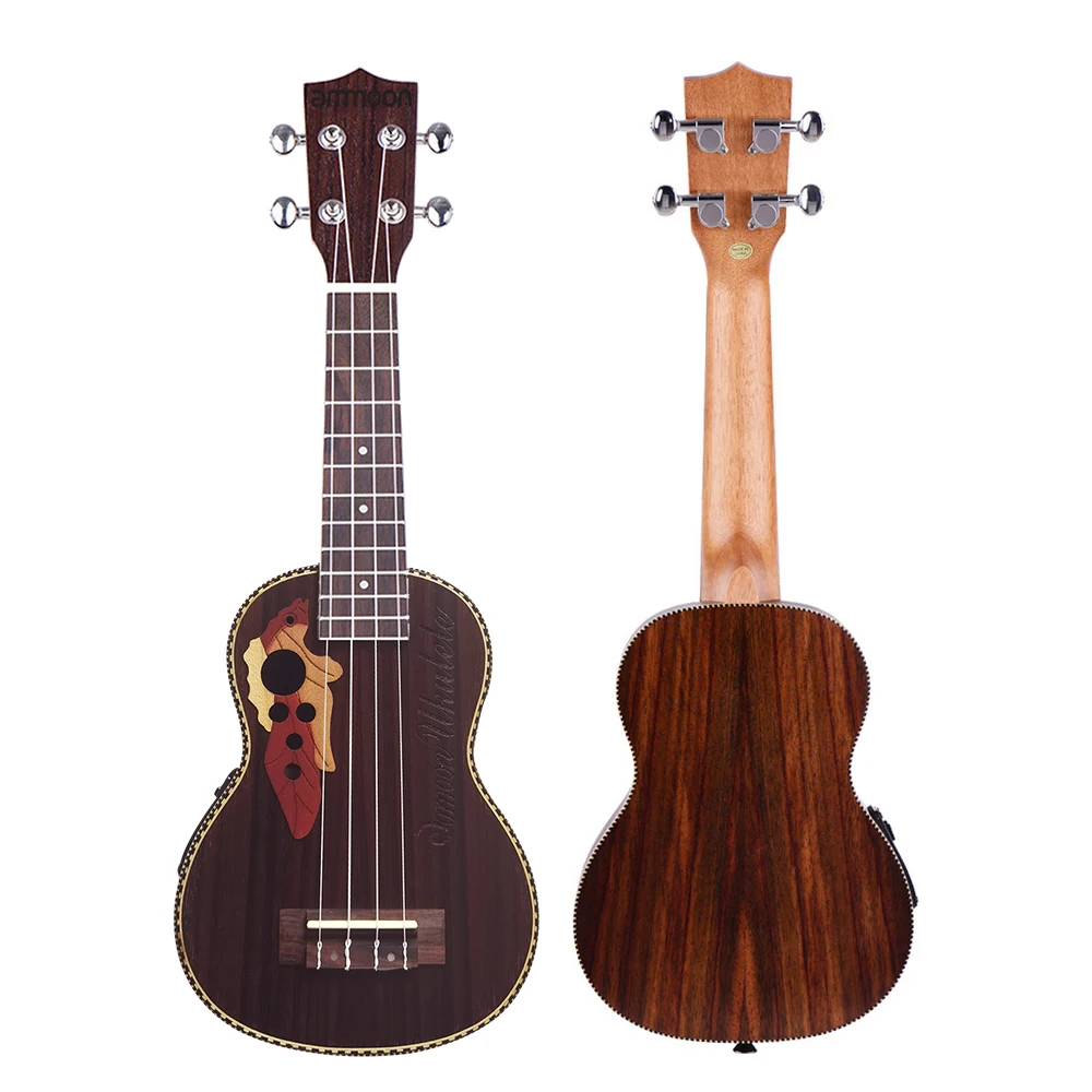 ammoon 21 Inch Rosewood Wood Ukulele Uke with EQ 6.35mm Output Exquisite Workmanship Ukulele for Kids and Adults Music Lovers