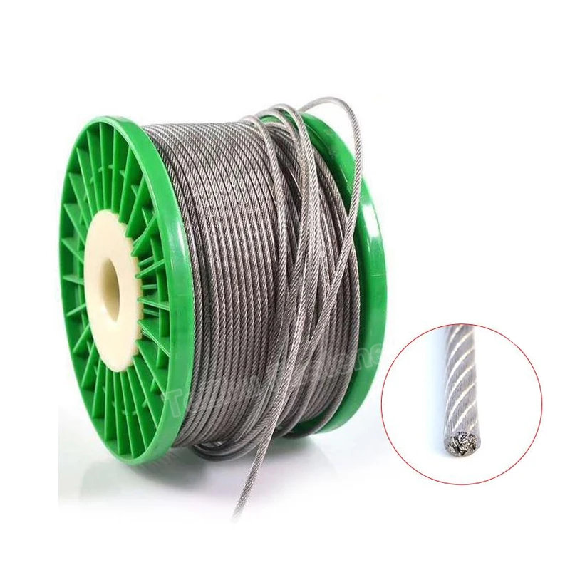 10Metre Steel Wire Rope Cable Clothesline PVC Coated Transparent 304 Stainless Steel Rope Line Soft Dia 0.6~3mm Rustproof Sturdy