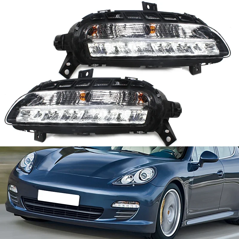 

Pop для Porsche Panamera 2010 2011 2012 2013, автомобильные светодиодные дневные ходовые огни, противотуманные фары, передний бампер, 97063108103 970631082