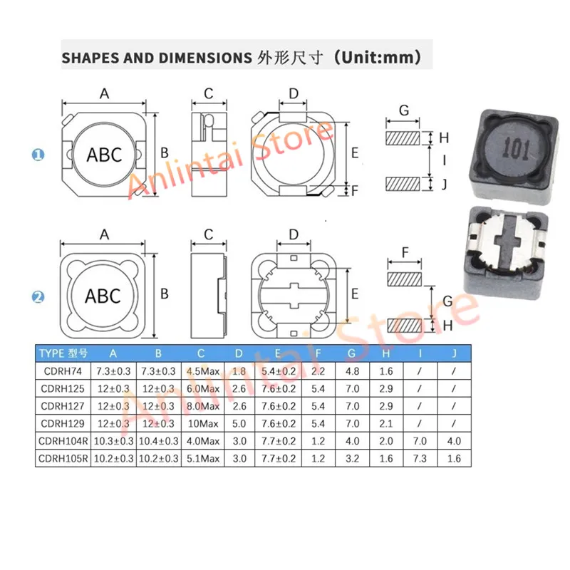 20 قطعة مغو CDRH127 2R2 3R3 4R7 6R8 100 150 220 330 470 680 101 151 221 331 471 681 الطاقة محمية مغو 12*12*7 مللي متر