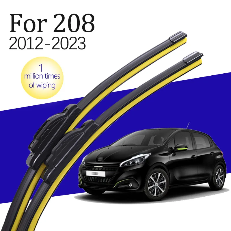 Windshield Wiper Automobile For Peugeot 208 2012-2022 2023 Soft Rubber Boneless Wiper Blade Windscreen Window Accessories 2PCS