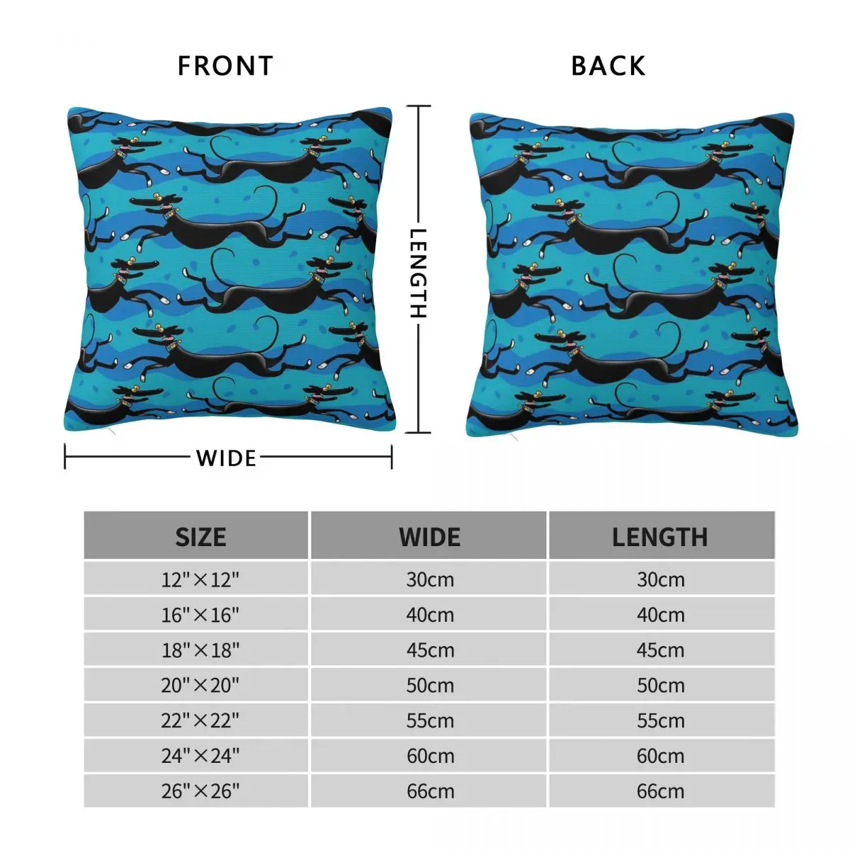 Blue Zoomies Greyhound Square Pillowcase Polyester Linen Velvet Printed Zip Decor Home Cushion Case