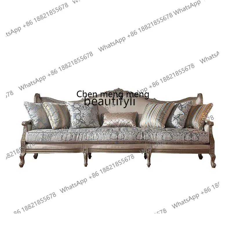 

X 32 European chenille solid wood fabric sofa living room French light luxury villa whole house furniture set