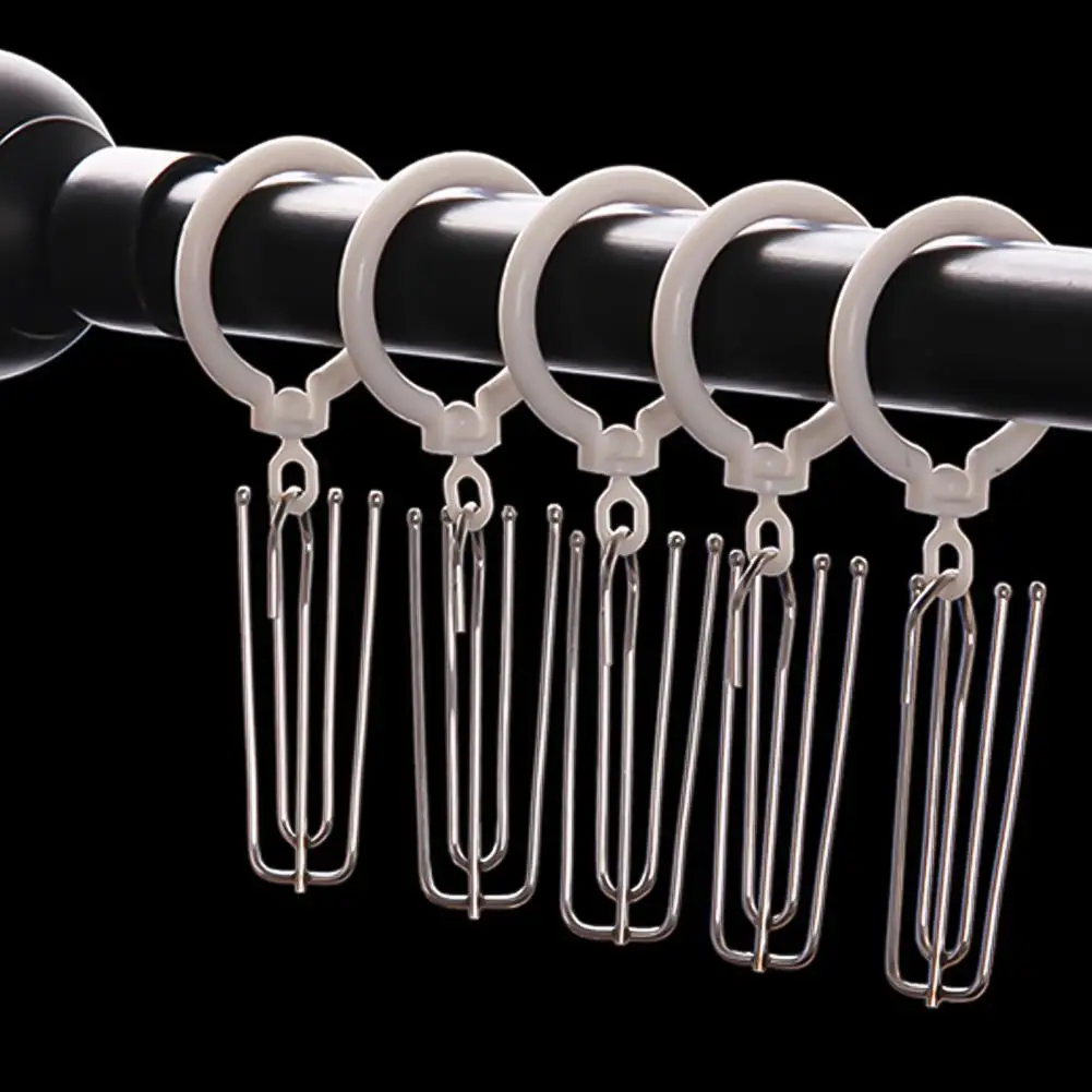 10Pcs/Set Curtain Hooks Wear-resistant Reusable 2 Colors Four Prong Curtain Pleater Tape Hooks for Curtain =