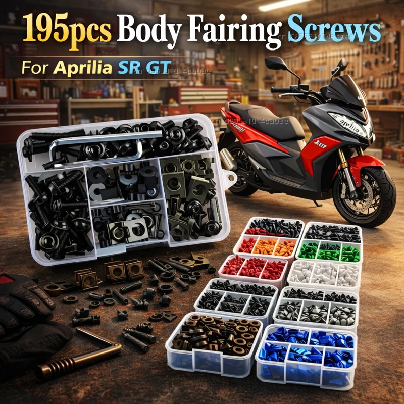 195 piezas de tornillos y tuercas de aluminio para carenado de motocicleta, kit para Aprilia SR GT 125 200 2022- y Aprilia RS125 RS 125 Tuono 2021