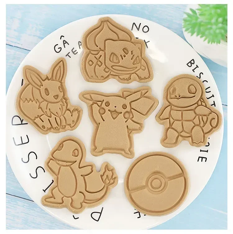 Pokemon New 6pcs/Set Figures Cookie Cutters Cartoon DIY Bakery Mold Biscuit Press Stamp Embosser Sugar Pasty Cake Mould Toys