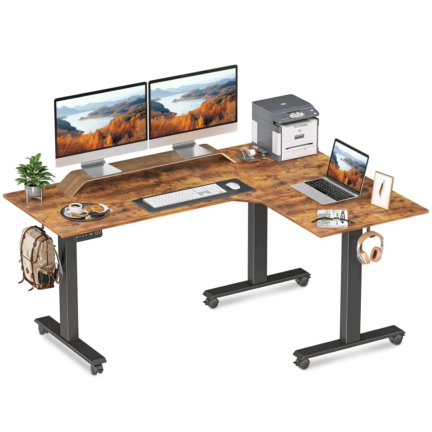 

75 Inches Triple Motor L Shaped Standing Desk Reversible, Electric Height Adjustable Corner Stand up Desk, Sit Stand Desk Comput