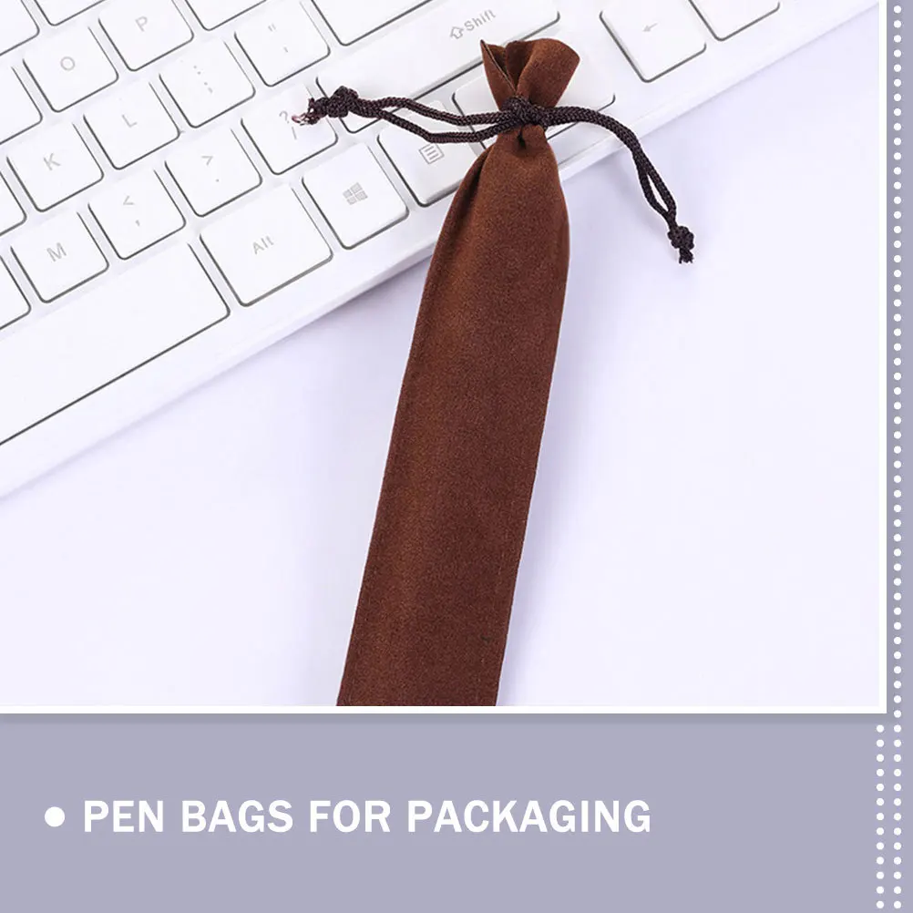 

15Pcs Drawstring Pen Bags Thick Wear-Resistant Pouches for Pen Storage Portable Protective Cases Elegant Solid Color Design