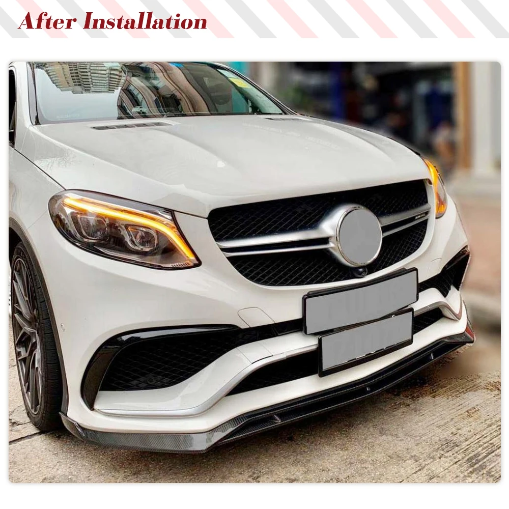 Front Bumper Lip for Mercedes Benz GLE Class C292 GLE63 AMG Coupe 2015-2019 Carbon Fiber Front Chin Spoiler Splitter Protector