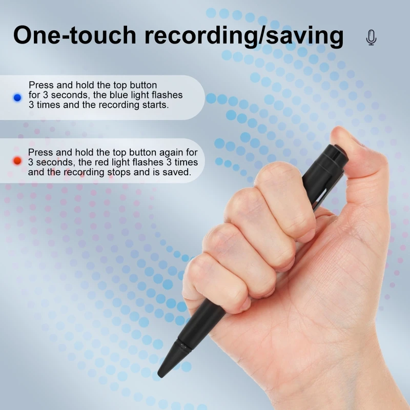 Professional Digital Writing Voice Recorder Portable One-Touch Recording Pen High Definition for Study and Business Meeting