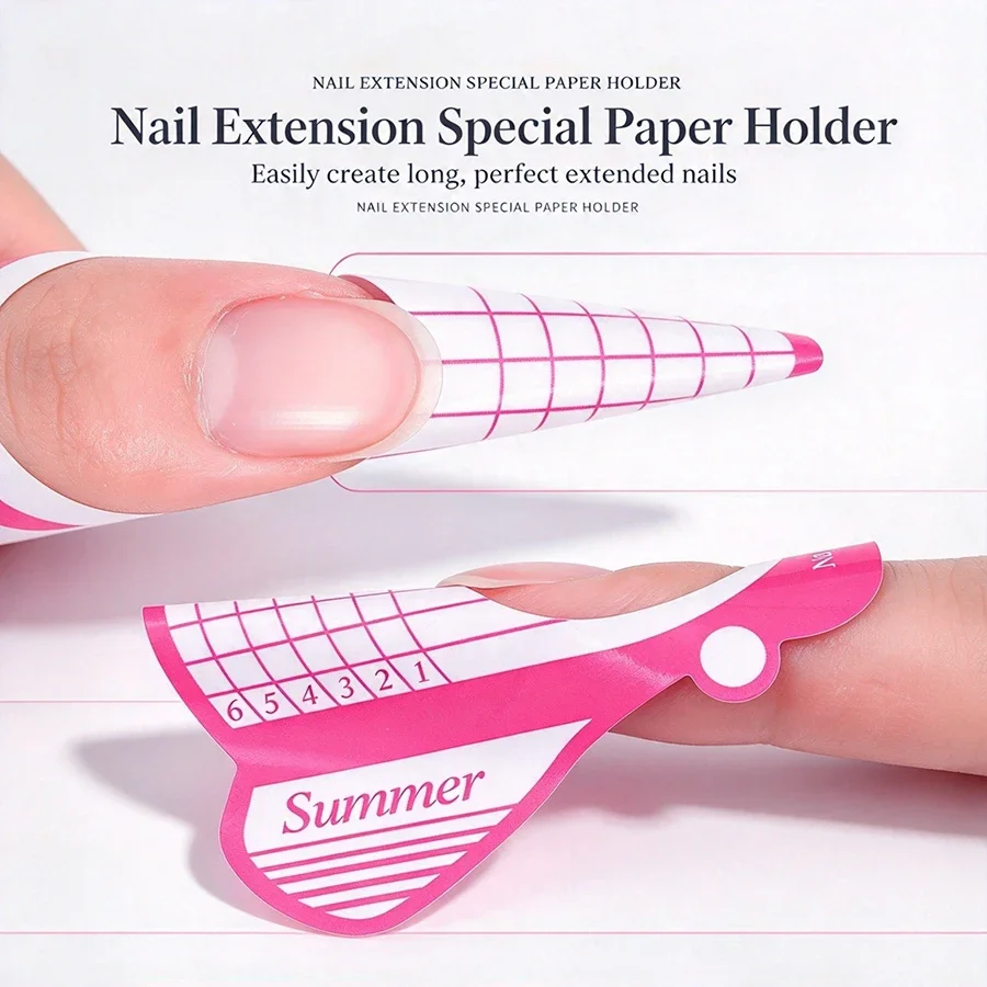 20-500Pcs Self Adhesive Nail Forms for Acrylic Nails, Gel Nail Extension Forms Stickers, Nail Art Guide Paper Forms Manicure