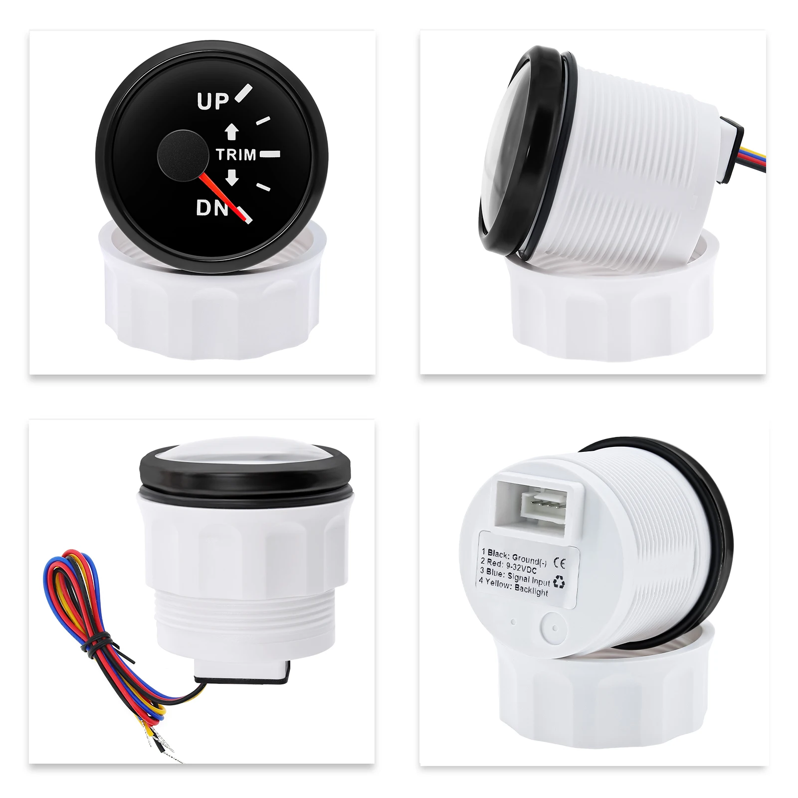 Boat Universal 52mm 0-190ohm Trim Gauge Marine Trim Tilt Indicator with Red Backlight for Inboard Outboard Engine Left Right