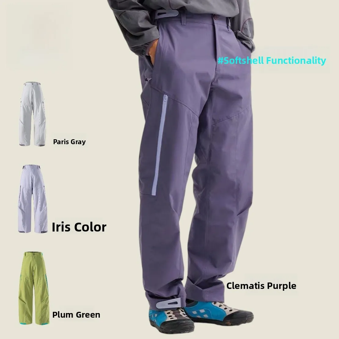 

Mona Outdoor Climbing Waterproof Taped Work Pants Loose Fit Hiking Functionali Autumn Winter Casual Straight Leg Trousers