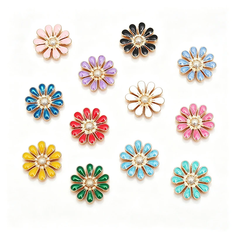 BoYuTe (100 Pieces/Lot) Enamel Daisy Flower Alloy Charms Multi Color for Handmade Earring Hair Accessories Jewelry Making
