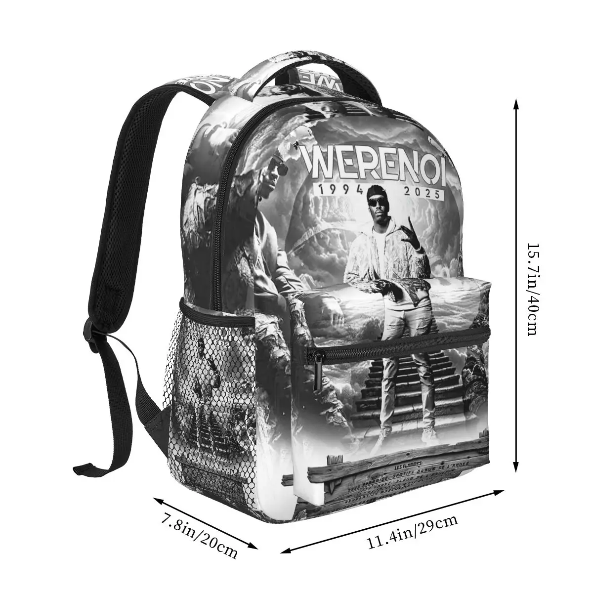 Rapper WeRenoi Diamant Noir Graphic Backpack Hot Sale Daypack Boys Girls BookBag School Bag Shoulder Bags for Men Women