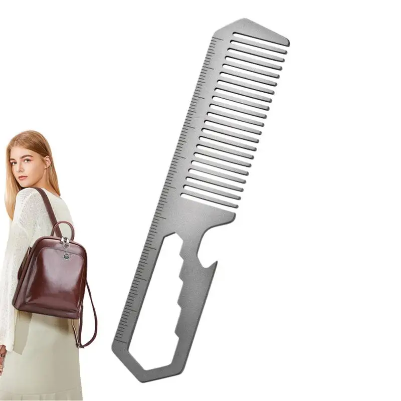 Portable Hair Brush Light Anti-Static Grooming Comb with Bottle Opener Professional Salon Hairdressing Metal Comb for Men