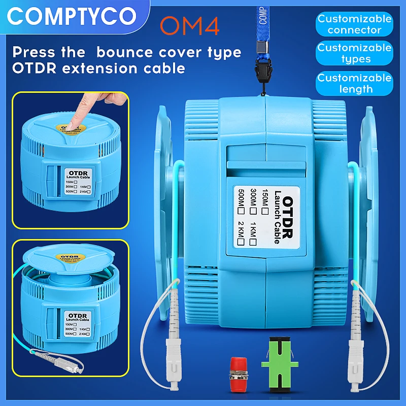 COMPTYCO Blue AUA-20 OM4 Multimode OTDR Launch Cable SC-SC Fiber Optic OTDR Test Extension Cord Dead Zone Eliminator 150M~2000M