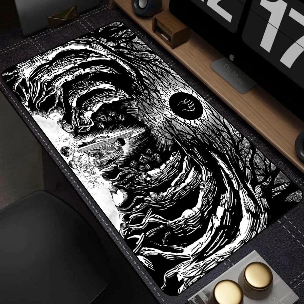Cooles Anime-Mauspad mit genähten Kanten, große Schreibtischunterlage, Büro-Computerzubehör, Gaming-Mauspad, XXL-Tastaturmatte