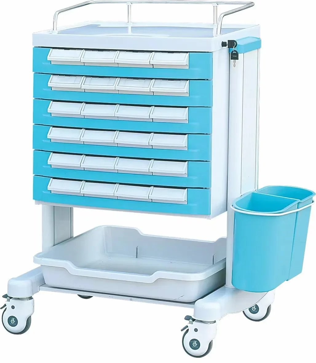 Medicine trolley cart Medical hospital furniture abs emergency medical trolley for hospital clinic