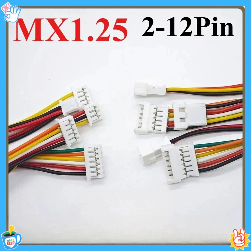 10PCS JST MX1.25 2-12Pin Air Docking Connector Draad 10/20/30cm 28AWG mannelijke/vrouwelijke paar plug Elektronische Draad 1.25mm Toonhoogte