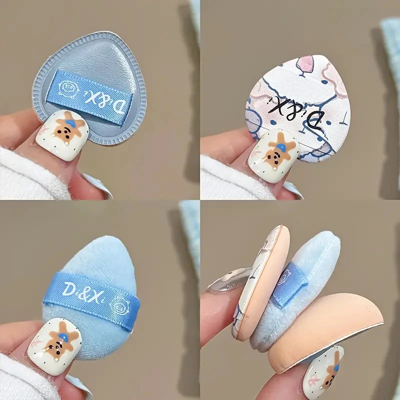 5 pz/set Mini Soffio di Polvere Set Carino Soffio di Polvere Morbido Floccaggio Bagnato E A Secco Doppio Uso Spugna Mini Punta Del Dito Soffio Per Il Trucco