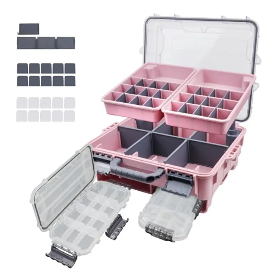 

Universal Fishing Tackle Box with Two Small Tackle Tray Removal Inside Design Waterproof Trunk Storage Box Thicker Floating Air