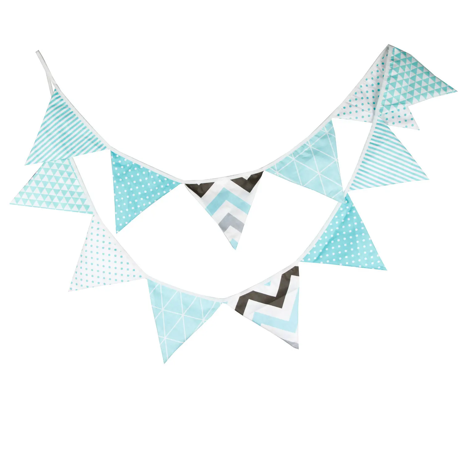 12pcs New Children's Tiffany Blue Birthday Decoration Pennant Cotton Party Children's Room/Wedding/Shooting Background HomeDecor