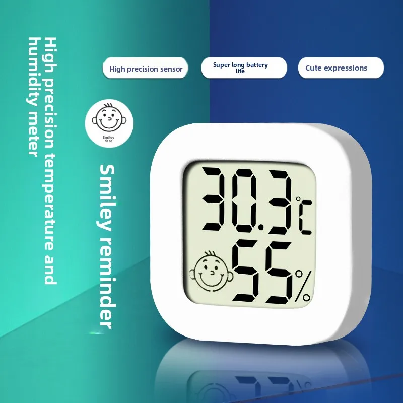 Pengukur Suhu dan Kelembapan Dalam Ruangan Elektronik, Termometer Rumah Presisi Tinggi, Dipasang di Dinding dengan Tampilan Kering dan Basah