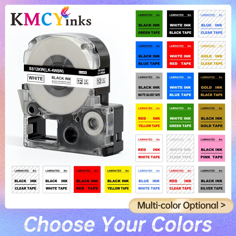 

KMCYinks 6/9/12/18/24mm Label Tape SS12KW ST9KW ST6KW ST18KW ST24KW Compatible for EPSON king jim LW300 400 600P 700 Label Maker