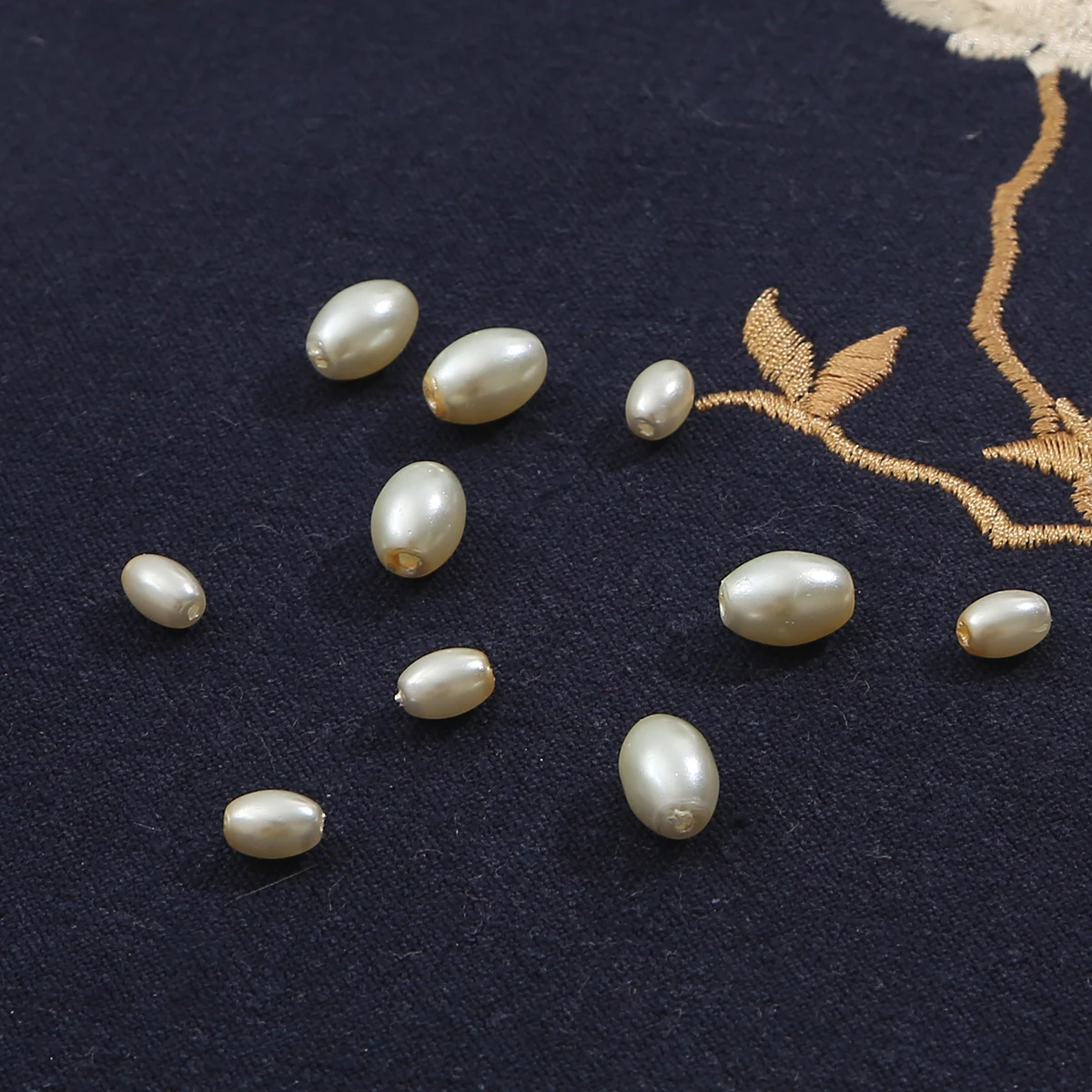 80cm/String Approx 90/120Pcs Ivory/White Glass Imitation Pearl Oval Beads For DIY Jewelry Making Bracelet Necklace Supplies - view 4
