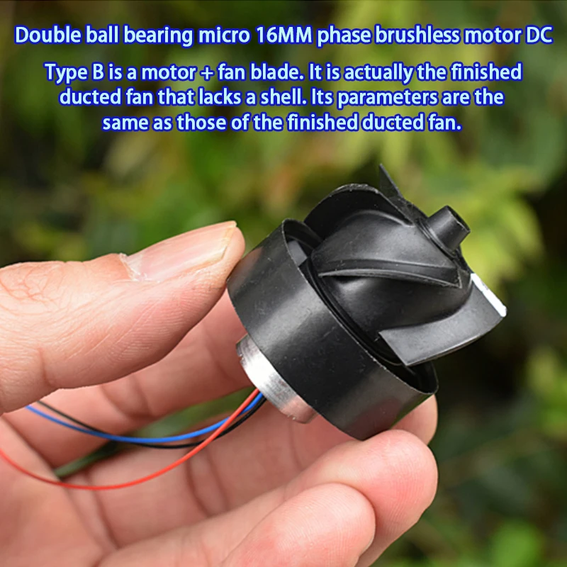 DC12V 20000RPM Micro 16mm Three-phase Brushless Motor Brushless Duct Fan Ball Bearing High Speed