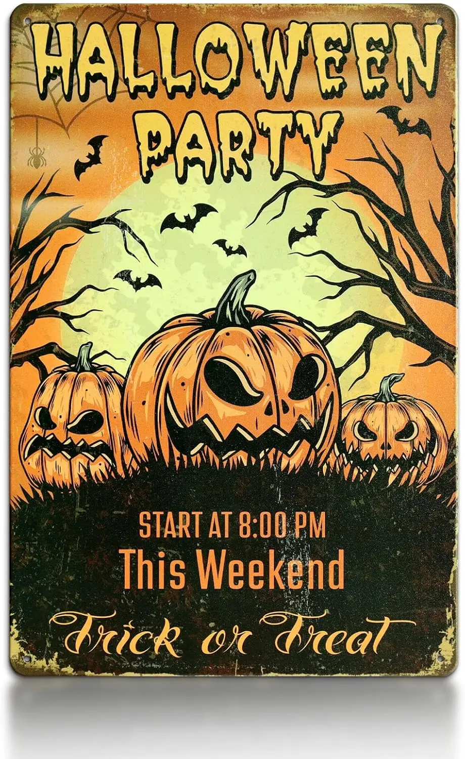 Kercan Halloween Party Plaque Vntage Metal Tn Sgn Halloween Horror Pumpkn Poster Home Bar Cafe Garage Wall Decor Gft for Frends