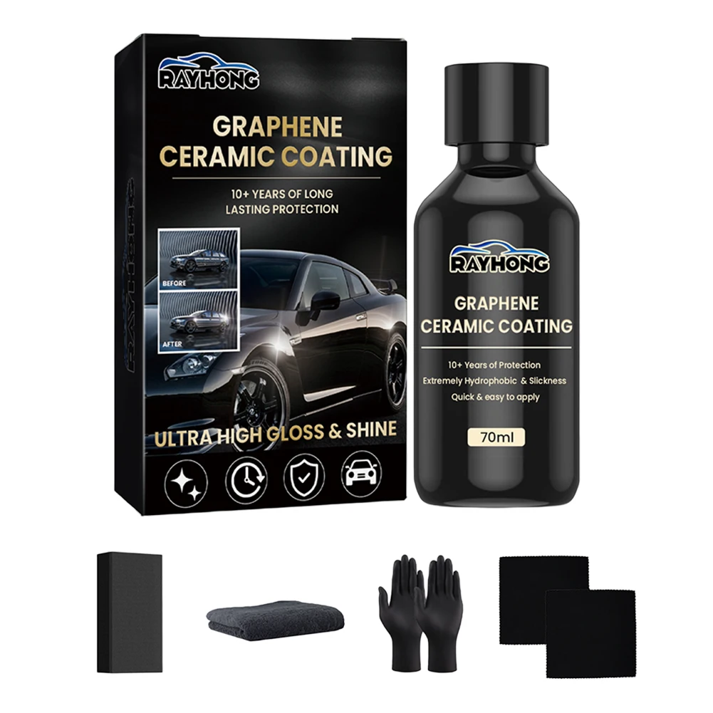 70ml Nano Ceramic Coating Graphene Advanced Technology Car Paint Care Anti Scratch UV Glow Super Hydrophobic Maintenance Liquid