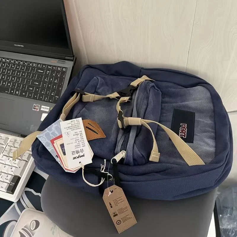 Spider-Man Same Style Vintage Washed Denim Backpack Large Capacity Laptop Bookbag Casual Outdoor Travel Shoulder Bag Gift